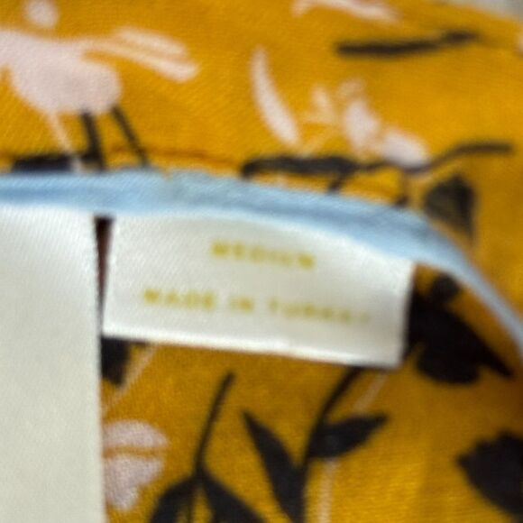 Anthropologie Maeve Cheyenne Women's Yellow Gold Floral Peplum Blouse Sz M - Picture 5 of 7